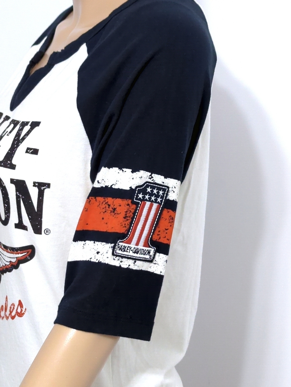 Harley Davidson Raglan Tee 3/4 Sleeve Logo Graphic Biker Shirt S - Picture 4 of 6